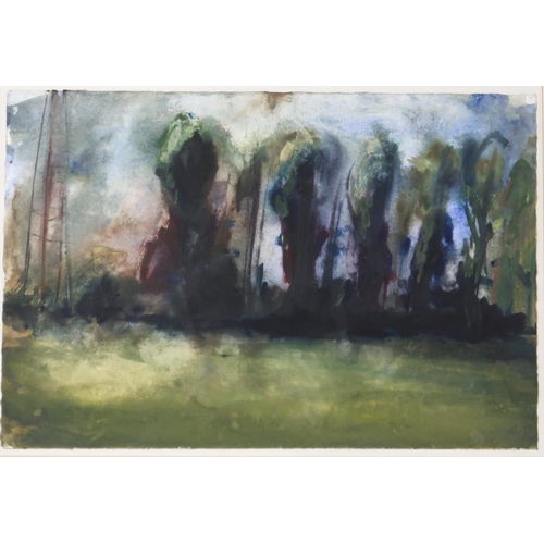 996 - SOPHIE KNIGHT RSW (ENGLISH b.1956) ROW OF POPLARS Watercolour, signed lower right, dated 1... 