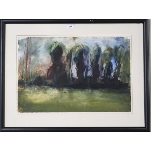 996 - SOPHIE KNIGHT RSW (ENGLISH b.1956) ROW OF POPLARS Watercolour, signed lower right, dated 1... 