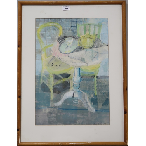 999 - GILLIAN BIRNIE (SCOTTISH CONTEMPORARY) TEATIME Oil an pastel on paper, signed lower right, dated (19... 