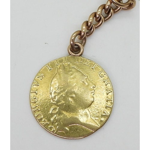 703 - A 9ct gold fancy link fob chain, hallmarked 9.375 to every link the 'T'bar and and clasp. Length 26c... 