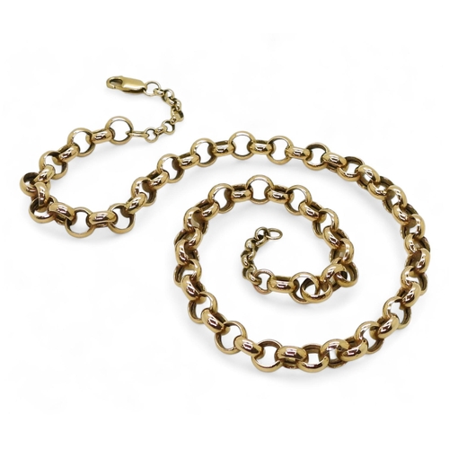 750 - A yellow metal large belcher chain, each link approx 7.6mm, overall length 43cm, clasp stamped 750, ... 