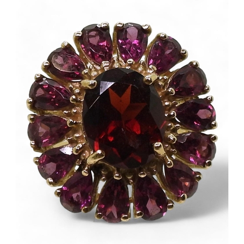 759 - A 9ct gold GemsTV garnet cluster ring, size N1/2, weight 5.5gms