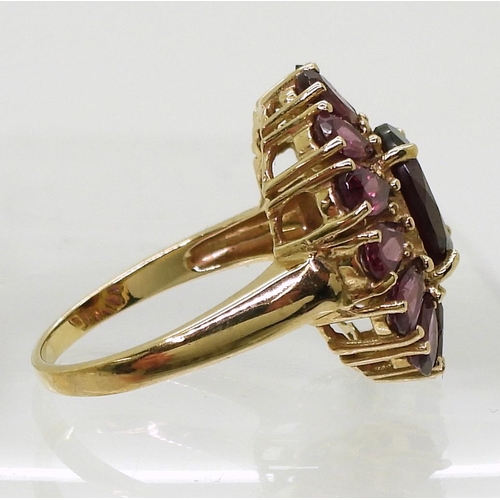 759 - A 9ct gold GemsTV garnet cluster ring, size N1/2, weight 5.5gms