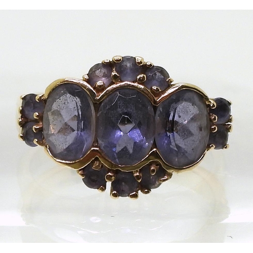 760 - A 9ct gold GemsTV blueberry quartz cluster ring, size N1/2, weight 4.6gms