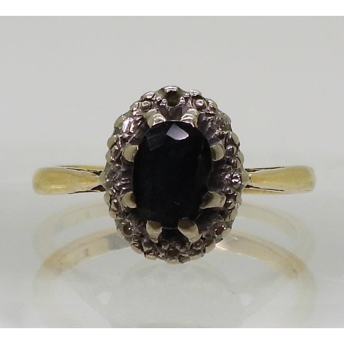 770 - An 18ct gold sapphire and diamond ring, size M1/2, weight 3.5gms