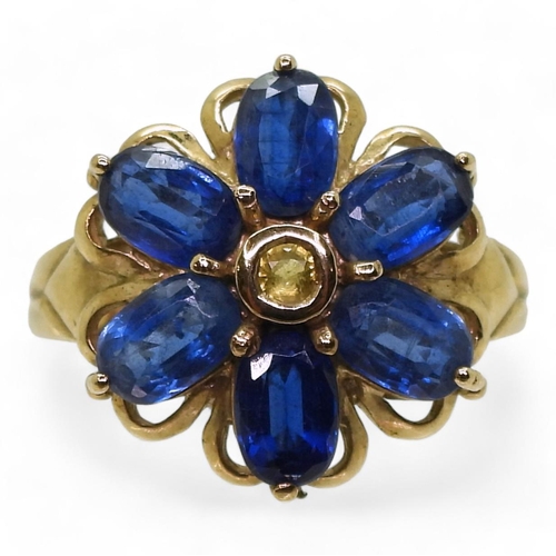 790 - A GemsTV 9ct gold kyanite flower ring, size N1/2, weight 4.4gms