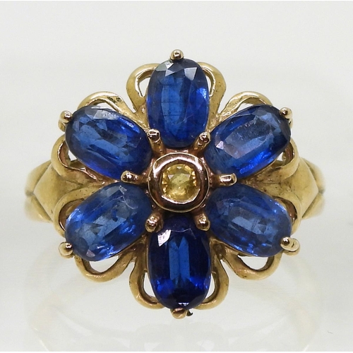 790 - A GemsTV 9ct gold kyanite flower ring, size N1/2, weight 4.4gms