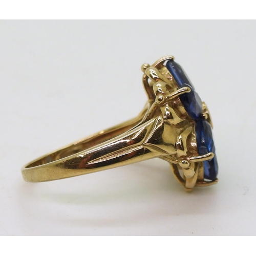 790 - A GemsTV 9ct gold kyanite flower ring, size N1/2, weight 4.4gms