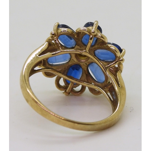 790 - A GemsTV 9ct gold kyanite flower ring, size N1/2, weight 4.4gms