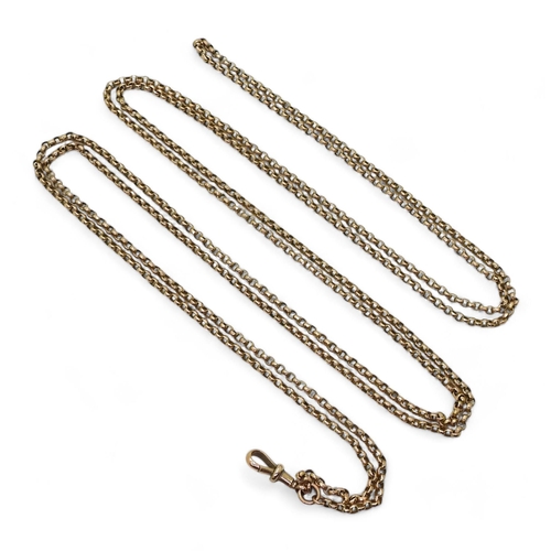 800 - A 9ct gold belcher guard chain, length approx 142cm, weight 16.1gms