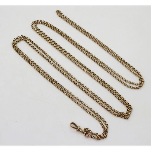 800 - A 9ct gold belcher guard chain, length approx 142cm, weight 16.1gms