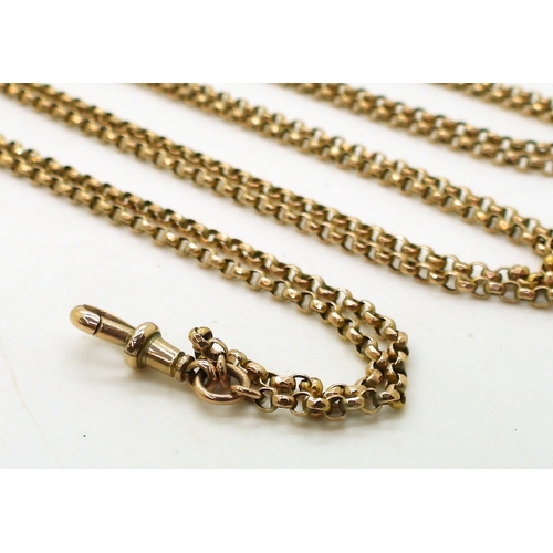 800 - A 9ct gold belcher guard chain, length approx 142cm, weight 16.1gms