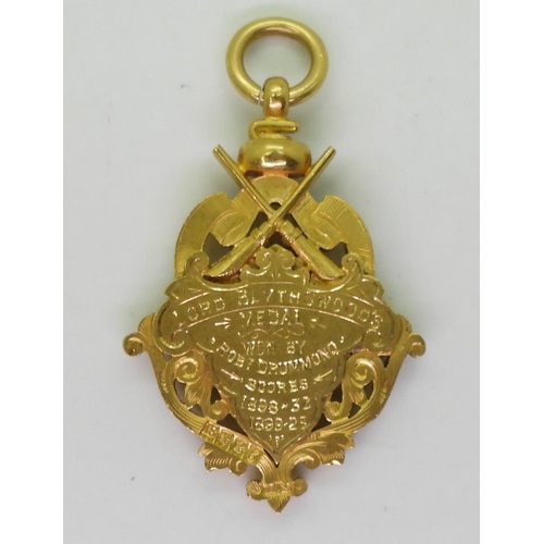 834 - An 18ct gold with enamelled detail, for St.Mirren Curling Club medal circa hallmarks Glasgow 1899, w... 