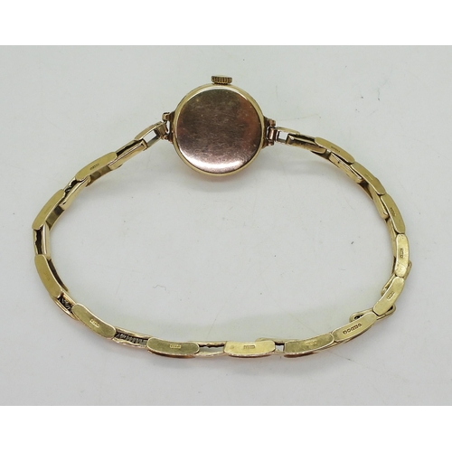 853 - A 9ct gold ladies Tudor Royal vintage wristwatch and strap, weight without mechanism 8.2gms