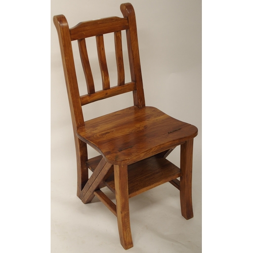 107 - A 20th century hardwood metamorphic library chair/steps, 90cm high 