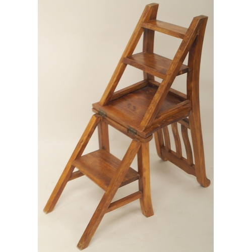 107 - A 20th century hardwood metamorphic library chair/steps, 90cm high 