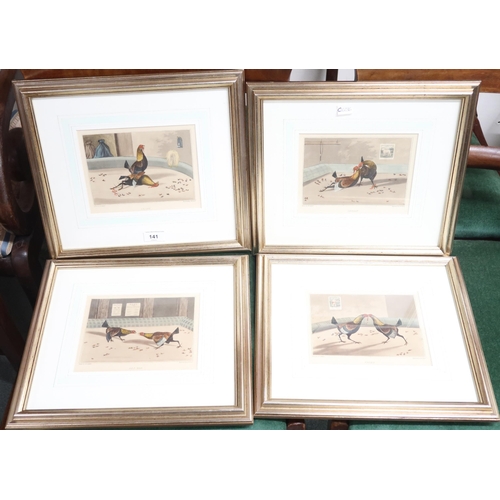 141 - A lot of four gilt framed C.R Stock prints depicting cock fighting (4)