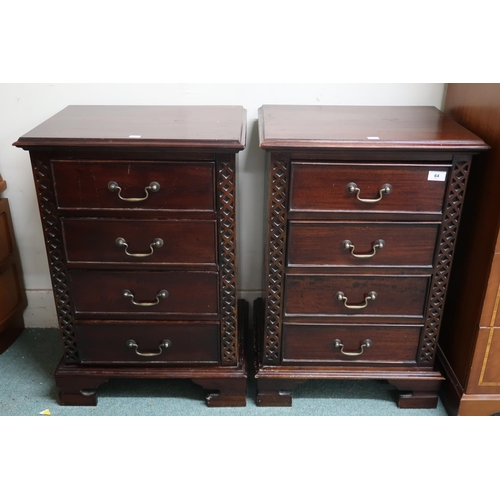 64 - A pair of contemporary four drawer bedside chests, 73cm high x 50cm wide x 38cm deep (2)