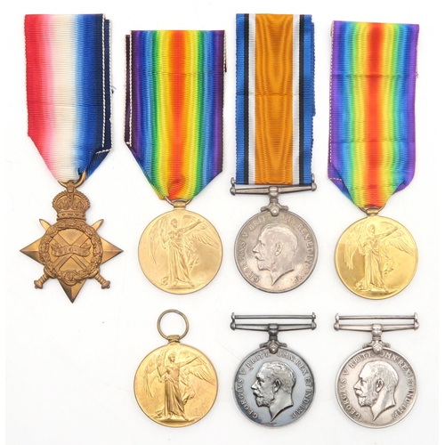 310 - A WW1 medal group of three awarded to 2022 Pte. J.G. MacLean, Highland Light Infantry, comprising 19... 