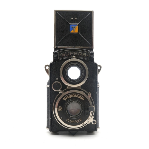 339 - A Voigtlander Superb medium format camera, fitted with Anastigmat Helomar 1:3.5 and Skopar 1:3.5 f=7... 