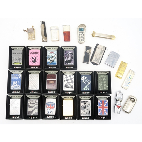 359 - Boxed Zippo Collection lighters, with corresponding magazines, together with assorted others