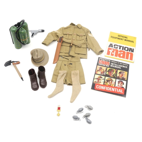 360 - Two vintage Action Man figures by Palitoy under license from Hasbro © 1964, each with dog tag; ... 