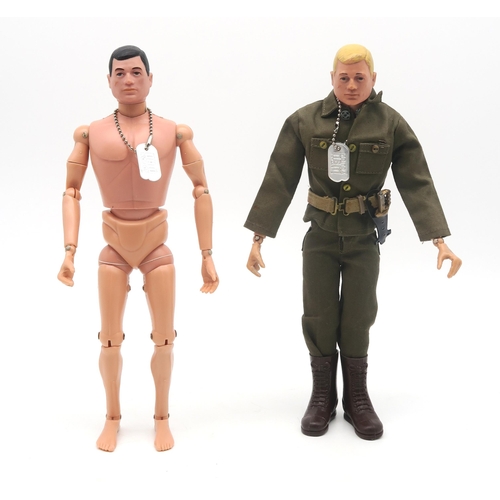 360 - Two vintage Action Man figures by Palitoy under license from Hasbro © 1964, each with dog tag; ... 