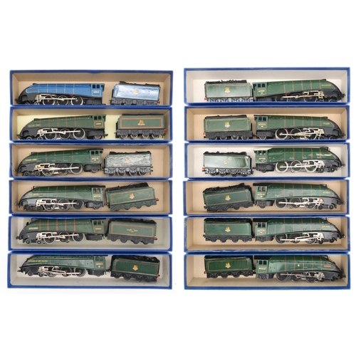 374 - Eleven 00-gauge 4-6-2 locomotives and eight-wheel tenders in green British Railways livery, named re... 