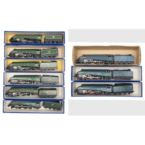 375 - Six 00-gauge 4-6-2 locomotives and eight-wheel tenders in green British Railways livery, named respe... 