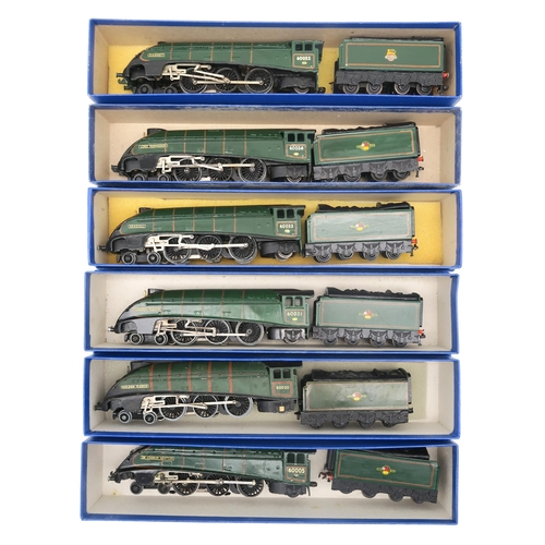 375 - Six 00-gauge 4-6-2 locomotives and eight-wheel tenders in green British Railways livery, named respe... 