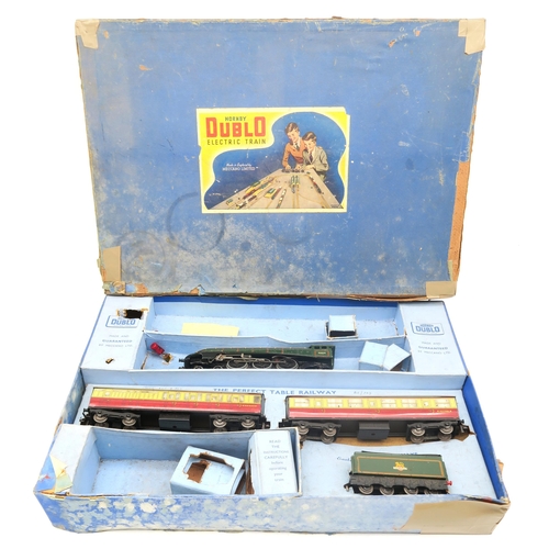 385 - Four various Hornby Dublo 00-gauge train sets, all boxed, to include 4-6-2 Mallard and Silver King l... 