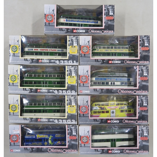 397 - A collection of boxed Corgi die-cast model trams, comprising a large quantity of Classics series Bla... 