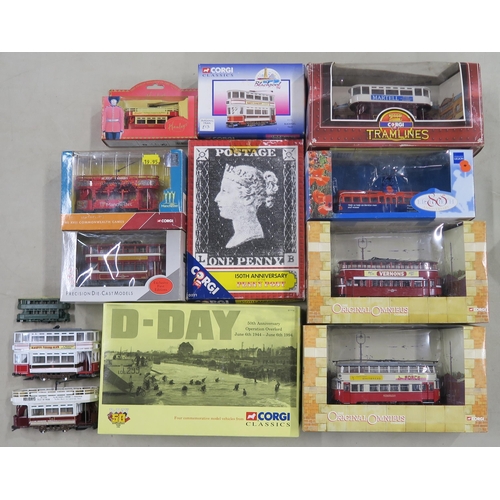 398 - A quantity of boxed Corgi die-cast model trams, comprising the Original Omnibus and Tramlines series... 