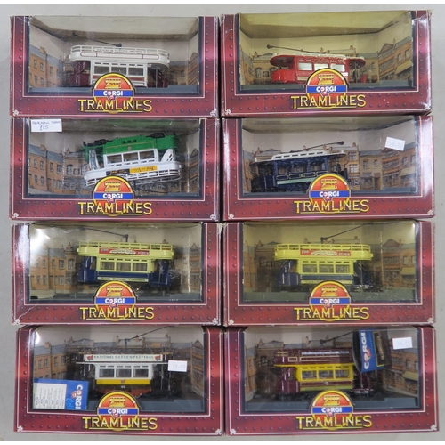 398 - A quantity of boxed Corgi die-cast model trams, comprising the Original Omnibus and Tramlines series... 