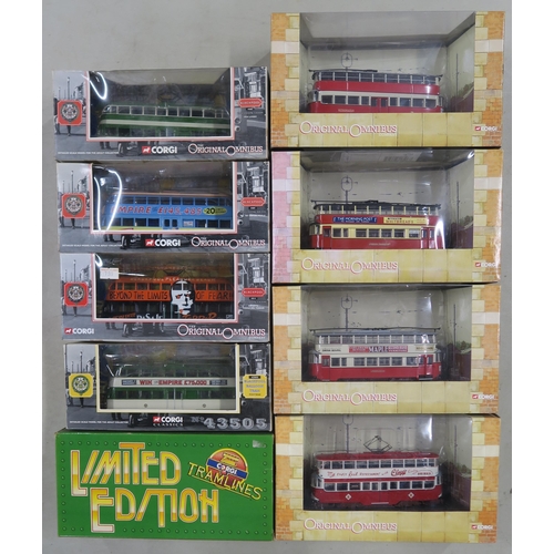 398 - A quantity of boxed Corgi die-cast model trams, comprising the Original Omnibus and Tramlines series... 