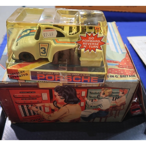 413 - Boxed vintage toys, comprising an Ernest Sewell Cabinet of Conjuring Tricks, Toy-Ton Telephone Excha... 