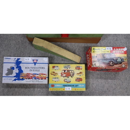 415 - A Marx Toys Empire Made remote control land rover, Corgi Constructor Set GS/24 and a Triang Fort tog... 