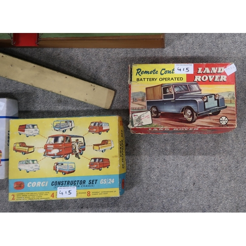 415 - A Marx Toys Empire Made remote control land rover, Corgi Constructor Set GS/24 and a Triang Fort tog... 