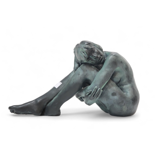 151 - Walter Awlson  - A limited edition verdigris glazed nude study of a girl, dated 1994, no 27/50