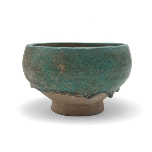 175 - A Persian bowl, turquoise glazed, possibly Kashan 13th century, 14cm diameter