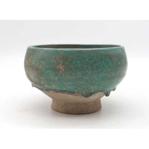 175 - A Persian bowl, turquoise glazed, possibly Kashan 13th century, 14cm diameter