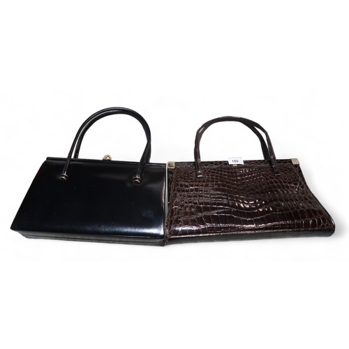 180 - An Eros black leather handbag together with a R.A.W leather crocodile skin handbag