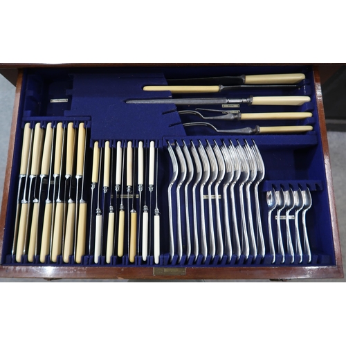 198 - A freestanding two drawer canteen of bone handled plated cutlery by Cavendish 