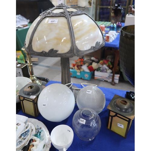 237 - An Art Deco style leaded glass lamp, together with assorted lamp shades