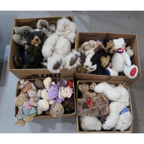 256 - Four boxes of plush teddy bears including Russ