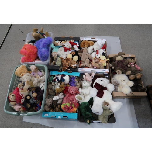 258 - A large quantity of small to medium plush bears including Beanies (7)