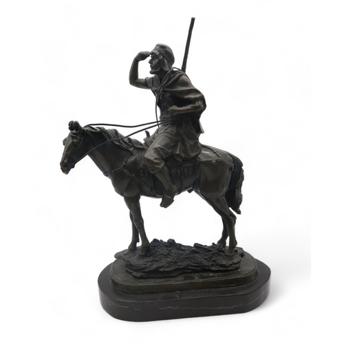 167 - French school (19th century), A bronze sculpture of a Bedouin horseman, signed 'F. Paillet'