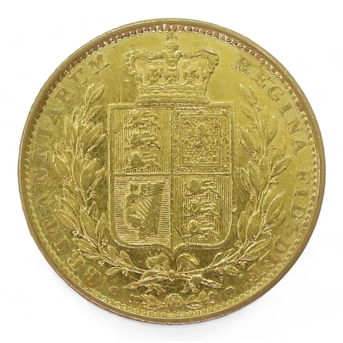 280 - Victoria (1837-1901) 1852 1 SOVEREIGN  obverse; young uncrowned portrait of Queen Victoria left, leg... 