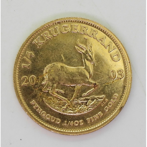 283 - South Africa Republic (1961-date) ¼ Ounce Krugerrand 2003Obverse Left facing portrait of Stephanus J... 