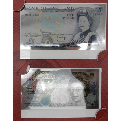 285B - Queen Elizabeth II The Platinum Jubilee Banknote Collection including 2022 The Unissued Fifty Pence ... 